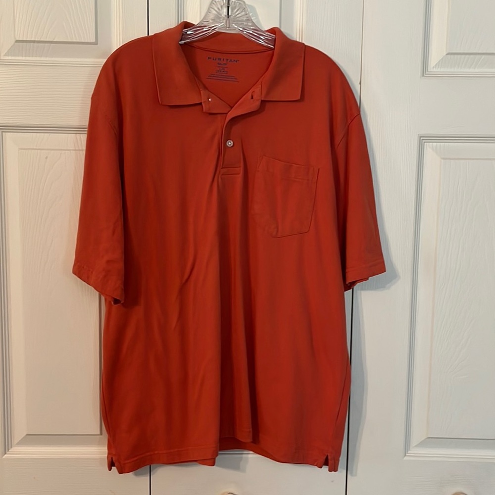 Puritan Men’s Light Orange Button Polo Shirt